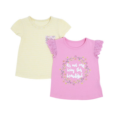 Toddler Floral Print T-Shirt - Pack Of 2